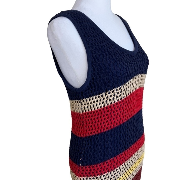 Cato Crochet Maxi Dress Retro 70s Boho Beach Dress Colorblock Striped Sz M - Picture 6 of 16